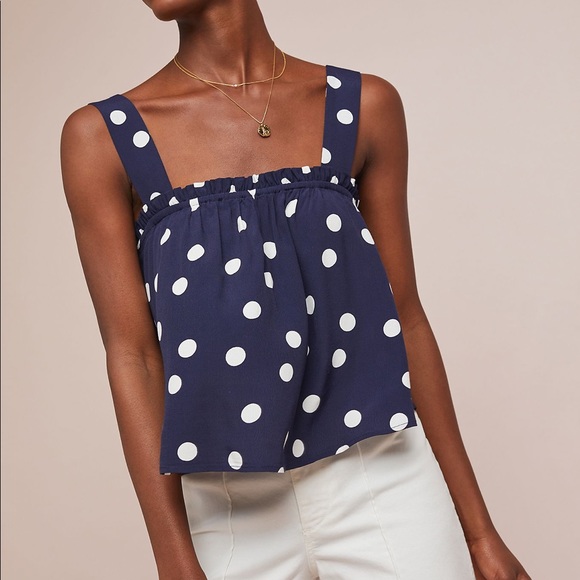 Anthropologie Tops - Anthropologie Maeve Polka Dot Button Swing Top NWT